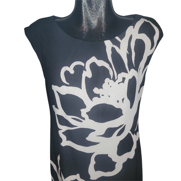 London Times Black and White Floral Shift Dress 12 - Picture 2 of 7